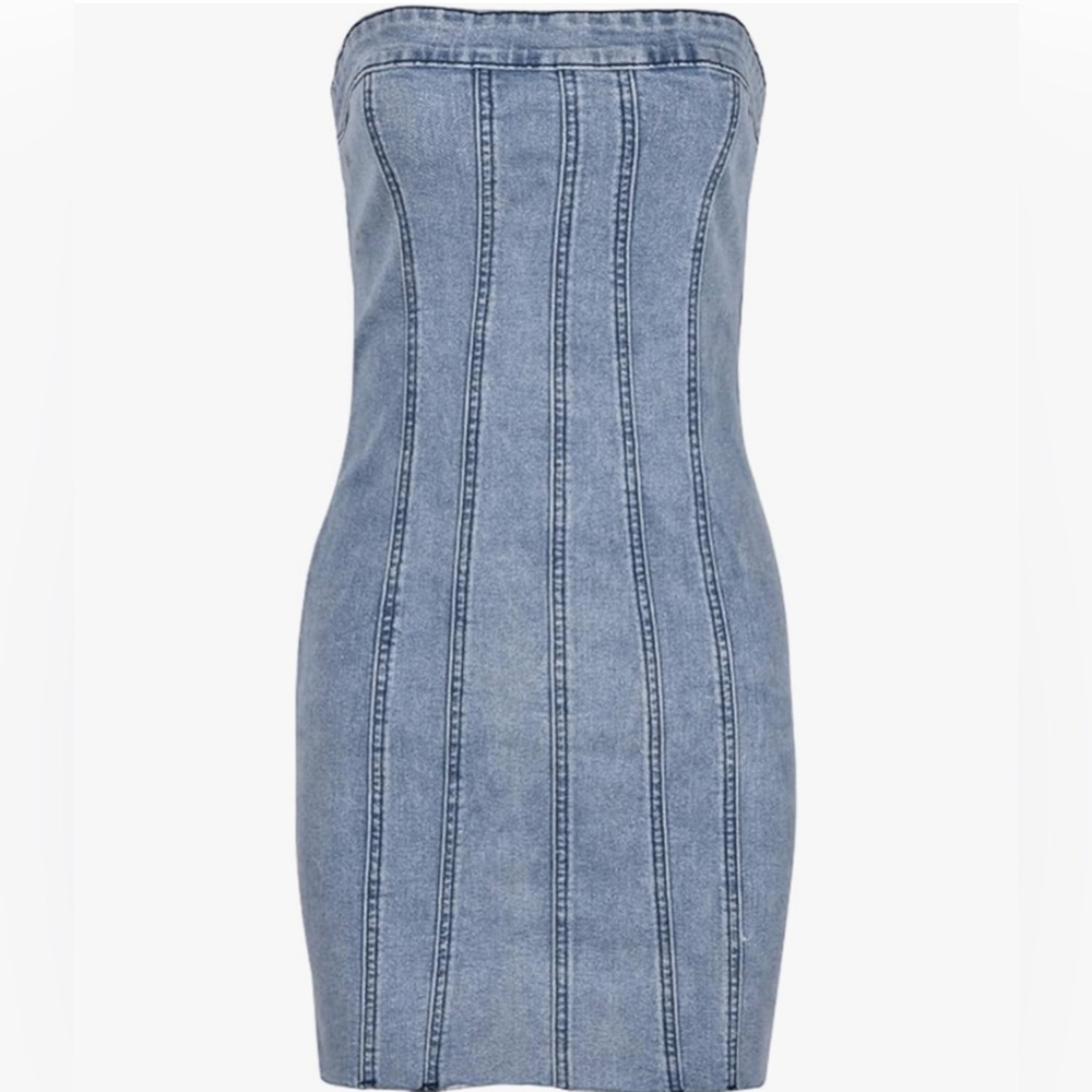 Strapless Blue Denim Dress